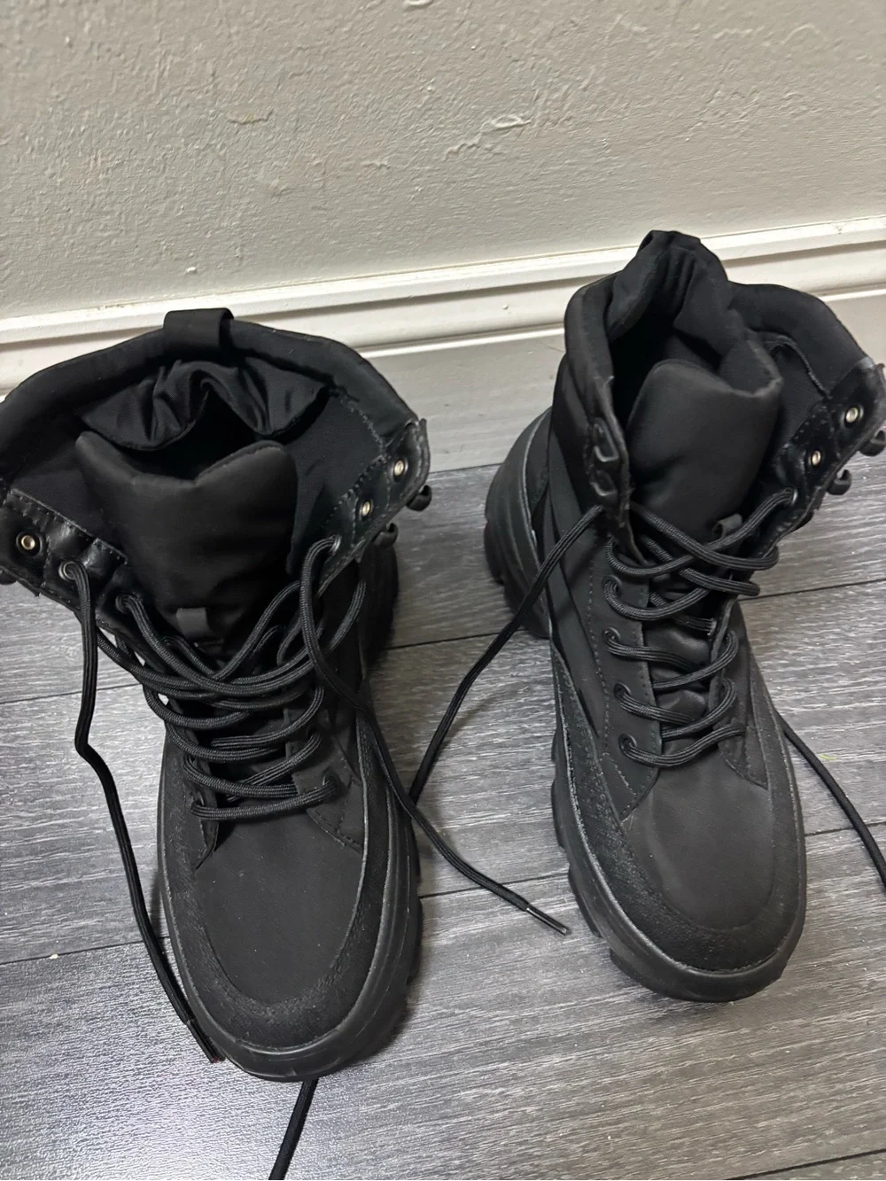 Women’s Zara black chunky combat lace up boots
